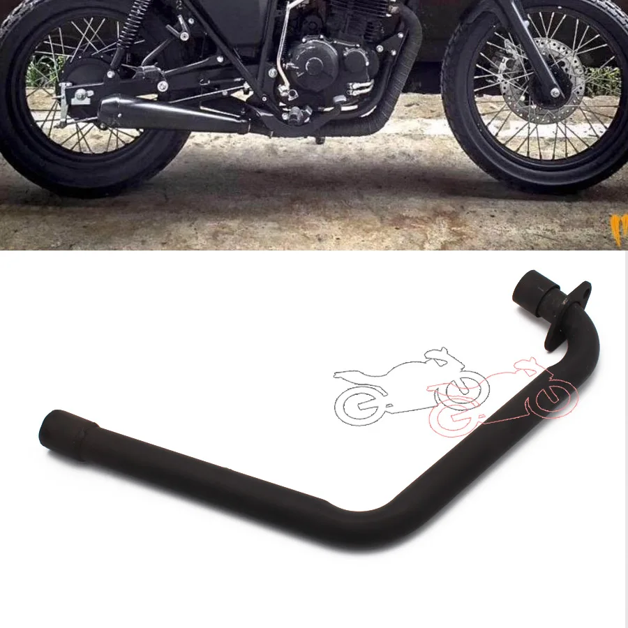 1pc Black Metal Cafe Racer Vintage Motorcycle Modified Exhaust Systems Muffler Silencer Front Pipe For Honda CG125 WY125 | Автомобили и