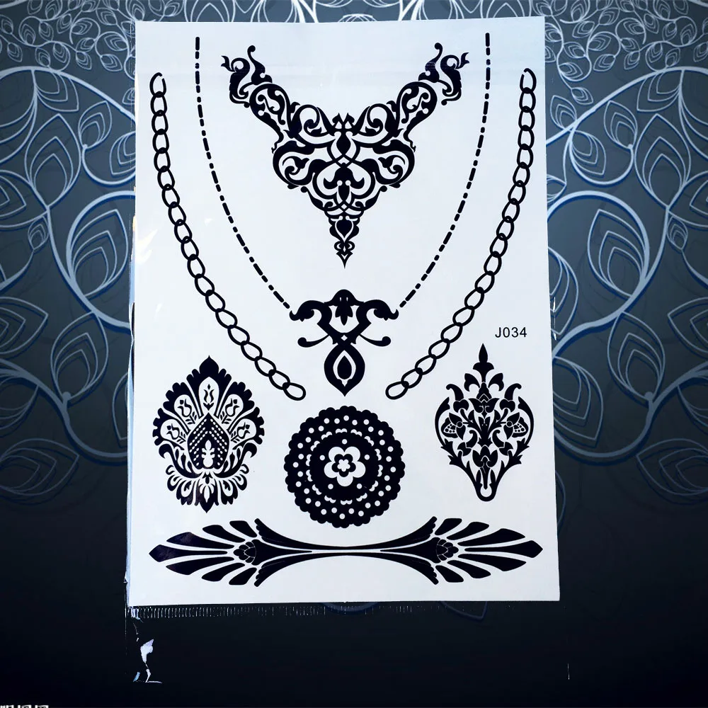 Металлическая татуировка для женщин 1 шт. черная вспышка Mehndi Henna PBJ25 браслет с