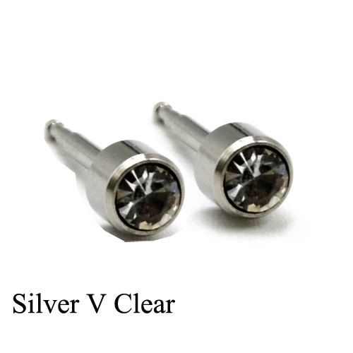 Silver V Clear Пара 16 г 24 К Золотое покрытие и серебро смешивать свой камень цирконий драгоценный камень уха шпилька спираль трагус серьги, Надеваемые На ушной хрящ прибор для пирсинга ювелирные изделия для тела - Окраска металла: Silver V Clear