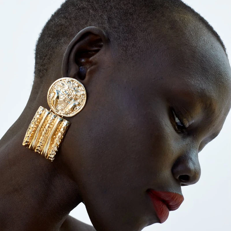 Модные металлические золотые висячие серьги AOTEMAN геометрические винтажные