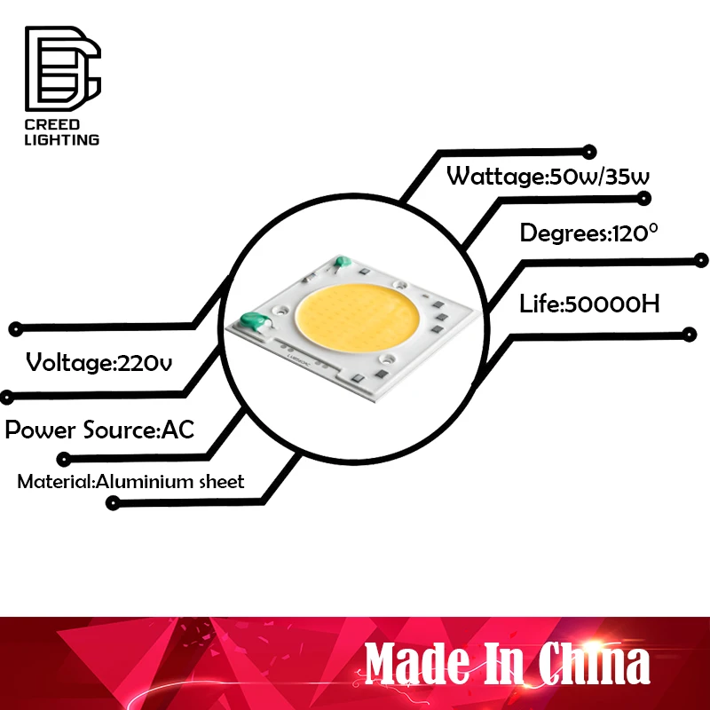 COB светодиодный светильник чип 35 Вт 50 AC 220V теплая белая не нужен драйвер
