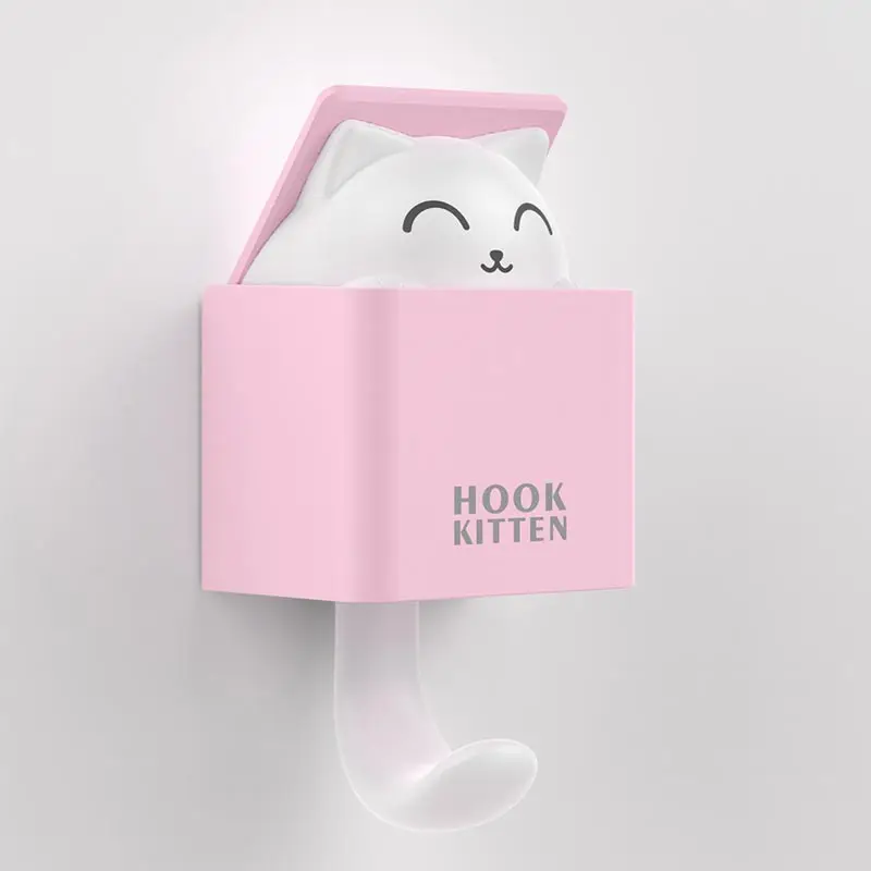 Pink Креативный пластиковый скрытый крючок для кошки настенный крючок держатель для ключей настенная домашняя отделка кухни крючок аксессуары для ванной комнаты вешалка для пальто - Цвет: Pink