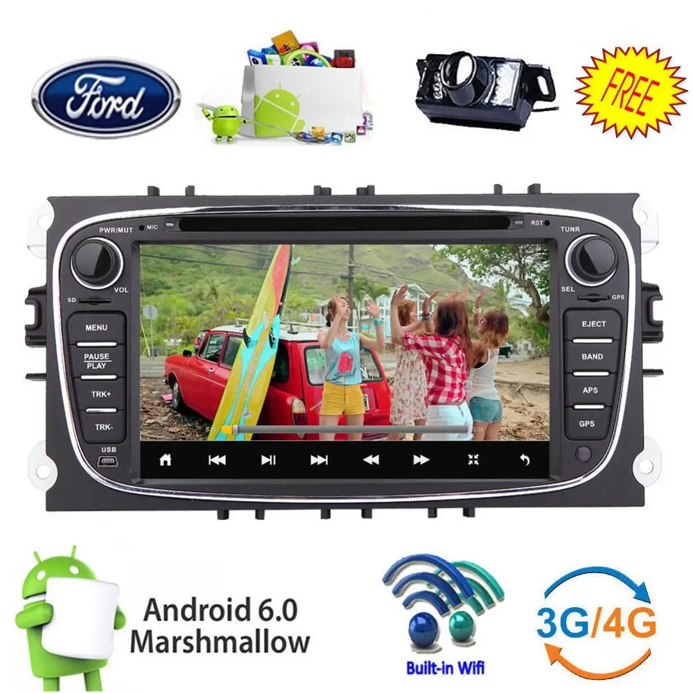 Автомобильный dvd плеер Android 6 0 gps Navi Радио для Ford Mondeo Focus S Max 2007 2011 головное