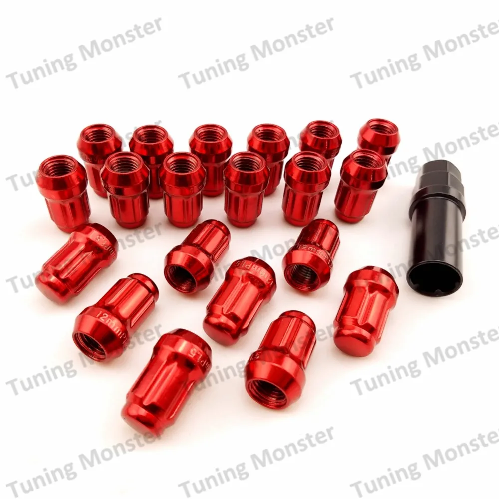 Тюнинг Monster Red M12xP1.5/1,25 20 шт паз Автомобильные Колесные гайки противоугонные защитные гайки закрытые из легированной стали