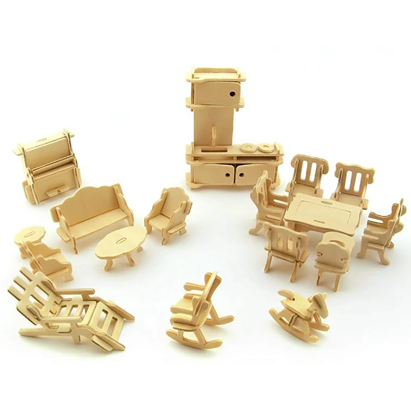 Деревянные 3D головоломки DIY масштаб Миниатюрные модели Кукольный дом кукольная