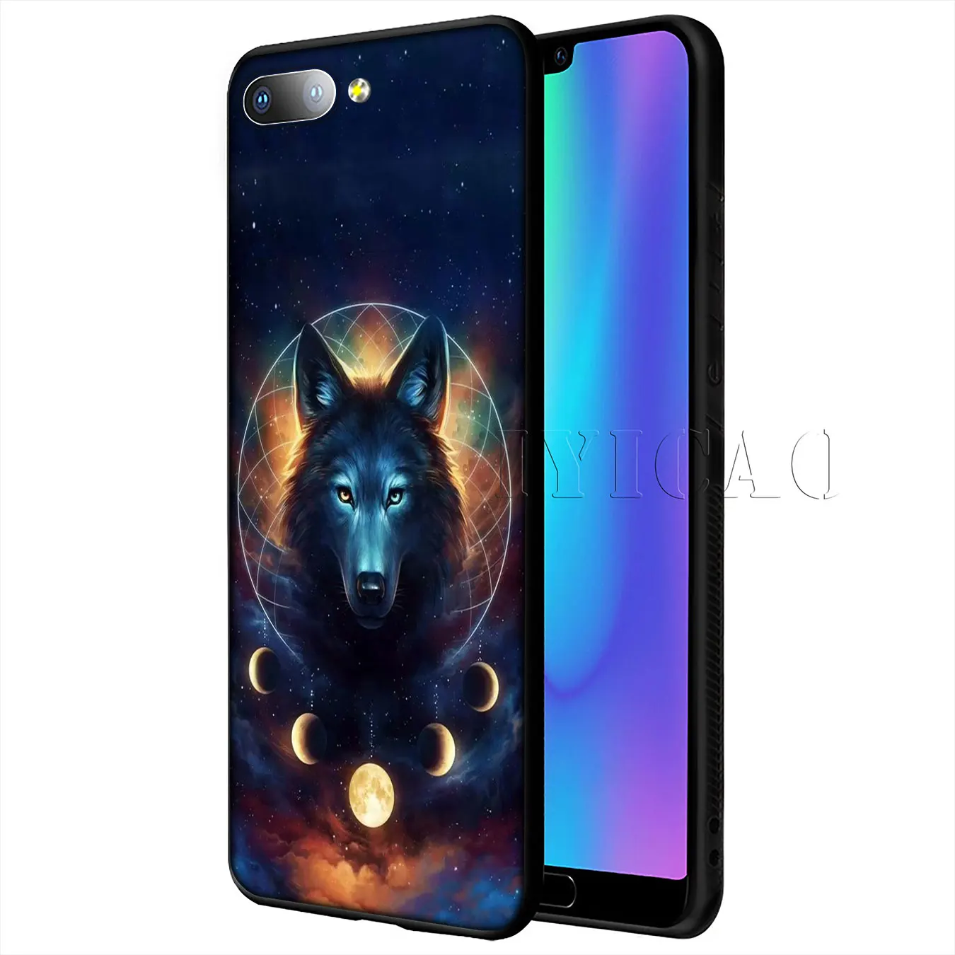 Мягкий силиконовый чехол для телефона IYICAO Moon roaring wolf Huawei Y9 Y7 Y6 Prime 2019 Honor 20 8C 8X 8 9 9X 10
