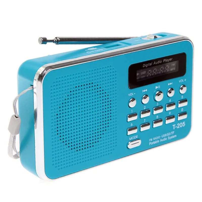 Hot Sale T-205 FM Radio Portable HiFi Card Speaker Digital Multimedia MP3 Music Loudspeaker White Camping Hiking Outdoor Sports