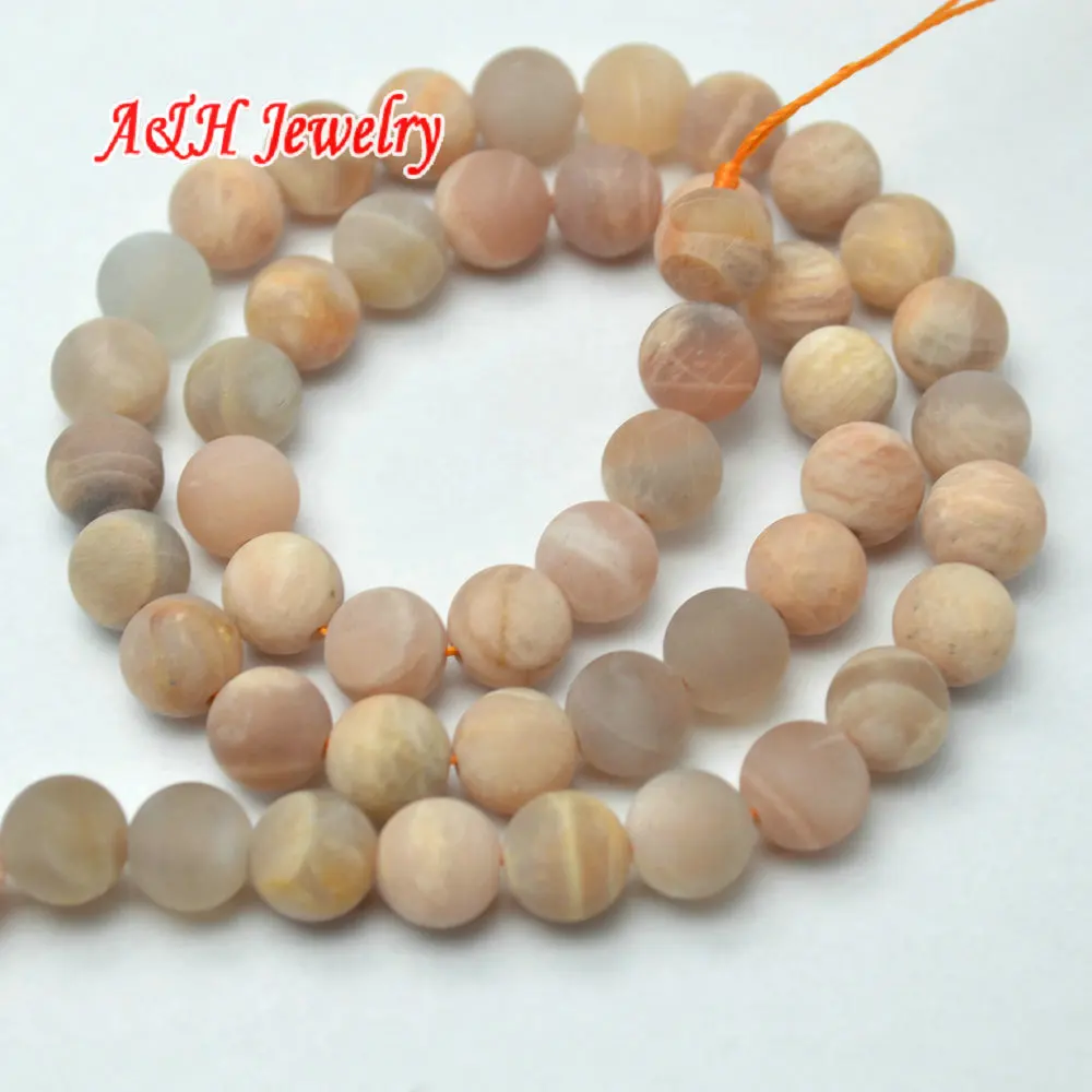 

High Quality Matte Natural Sunstone Round Beads 16'' Champagne Color Fashion Jewelry Making Beads