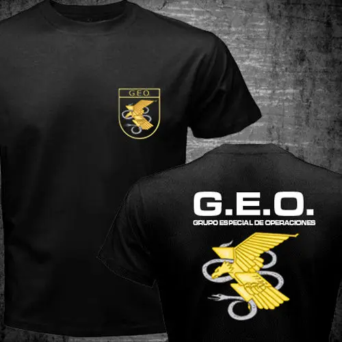 Испания Национальной Полиции Футболки Спецназ SWAT ГЕО ИДЕТ Логотип Policia camisetas hombre