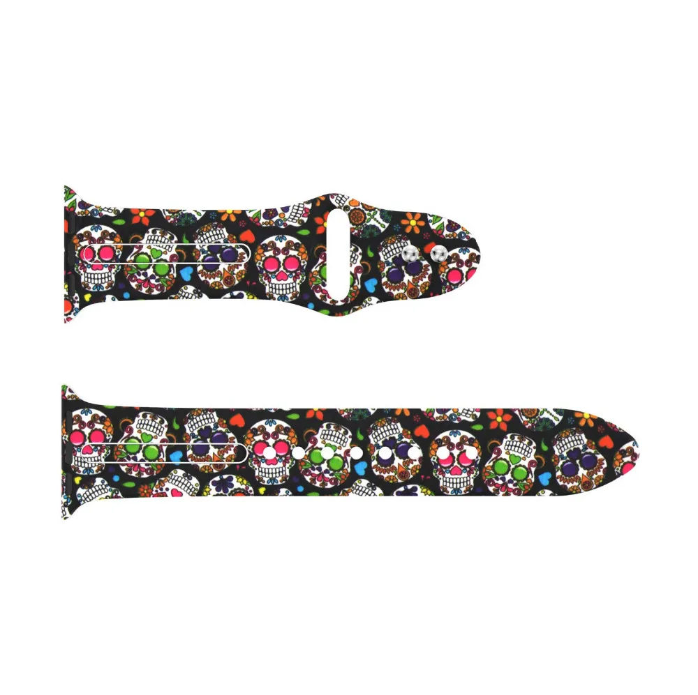 Apple Watch Band, цветная силиконовая повязка на запястье с рисунком черепа 38 мм 40 мм