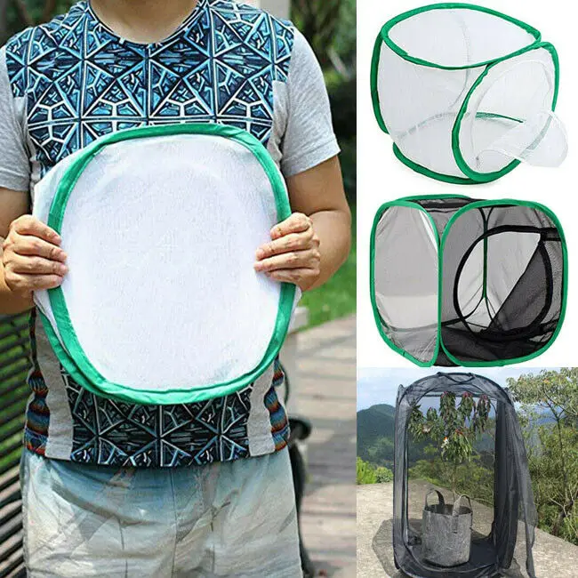 Insect Cage Foldable Butterfly Habitat Mesh Transparent Surface Portable Zipper Supplies Boxes | Дом и сад