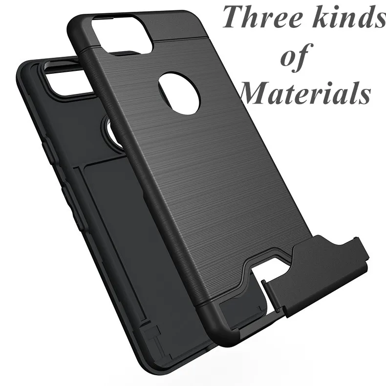 S&ampJ Google Pixel 2 Fashion Heavy Duty Protect with Kickstand and Card Pocket Cell Phone Case for |