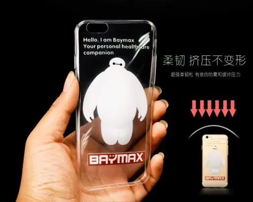 Baymax Ultra thin Silicon Transparent Case For iPhone 6 Plus 5.5 TPU Slim Clear Soft back cover for Iphone 5.5&quot-Free ship |