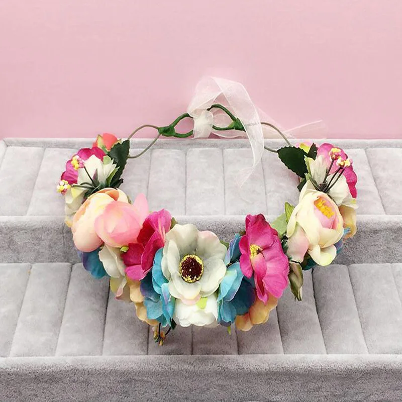 Новинка женский свадебный венок с цветами праздничный для девочек цветочный