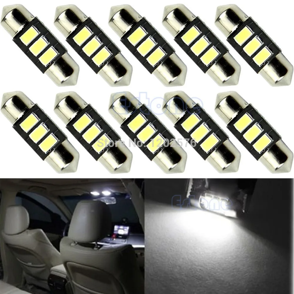 10 шт./лот 31 мм 3 LED 5730 SMD C5W CANBUS без ошибок DE3175 DE3021 лампа для интерьера|smd c5w|smd 5730smd led |