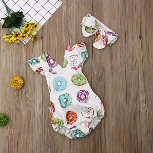 2019 новорожденных пончики комбинезон одежда для малышей девочек без рукавов и
