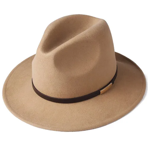 Хаки FURTALK Fedora шляпа для женщин и мужчин австралийская шерстяная фетровая шляпа с широкими полями винтажная джазовая фетровая шляпа для пары зимняя шапка для женщин - Цвет: Хаки