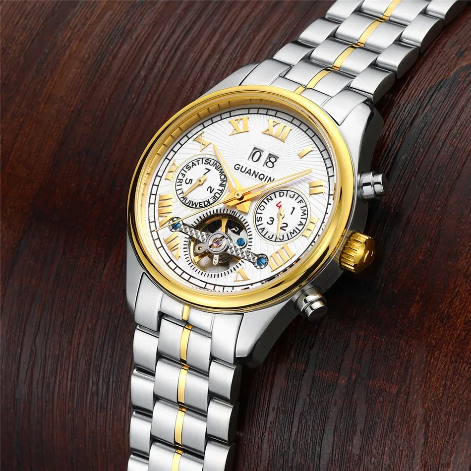 Мужские автоматические механические часы Tourbillon водонепроницаемые светящиеся