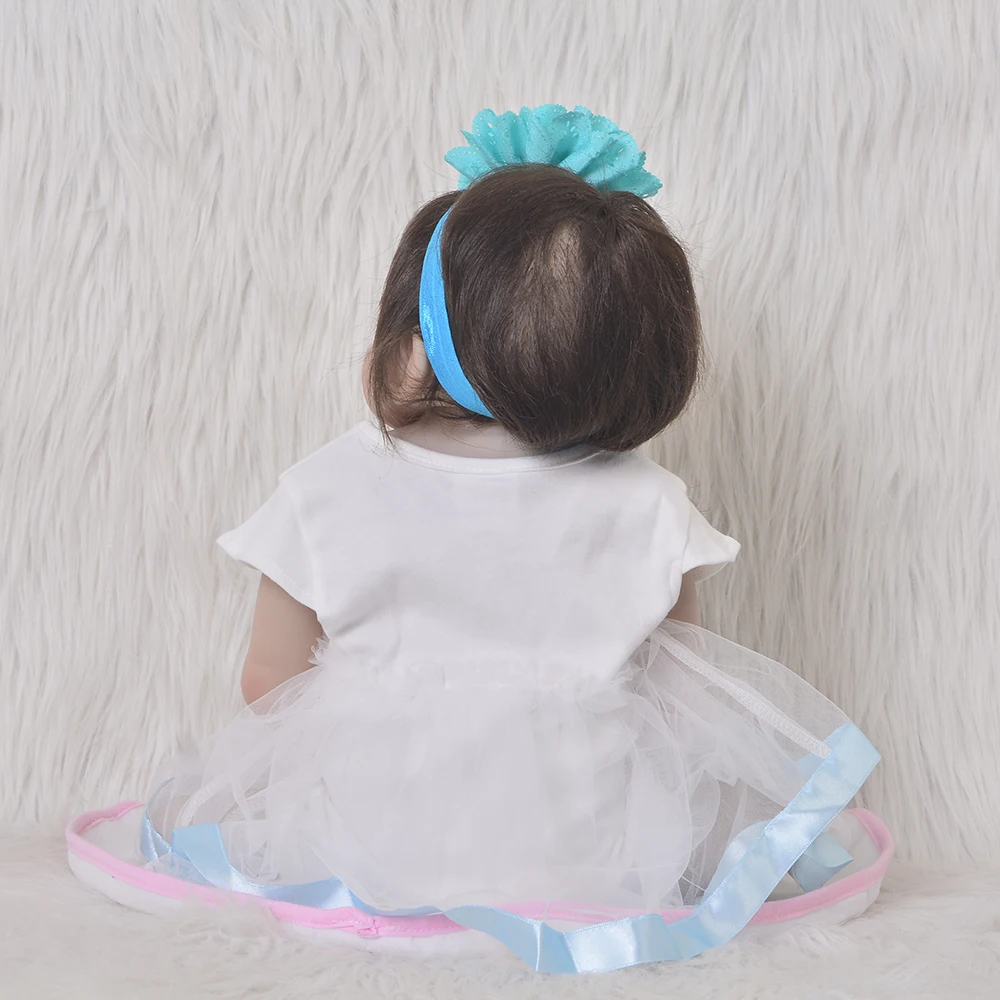23 Inch Lifelike Reborn Girl Baby Doll Full Vinyl Body Handmade Silicone 57 cm Realistic Dolls Kids Xmas Gifts Fiber Hair | Игрушки и