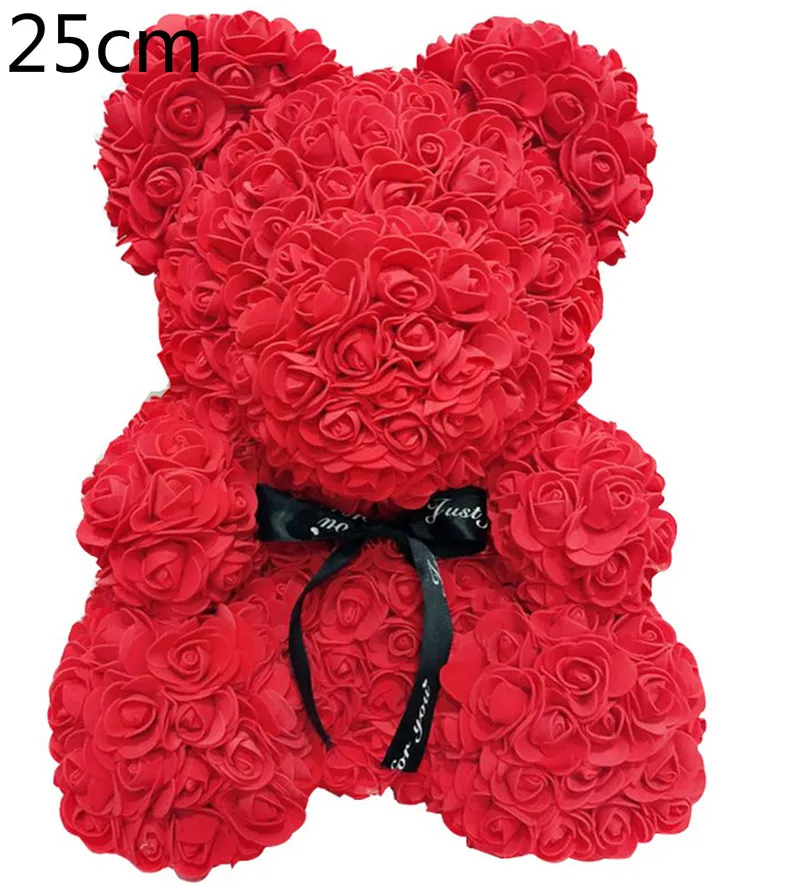 25cm Red 40 см 25 см Валентина Роза Медведь Сердце цветок подарок для подруги День рождения Свадьба искусственные вечерние Декор для дома цвет красного вина розовый - Цвет: 25cm Red