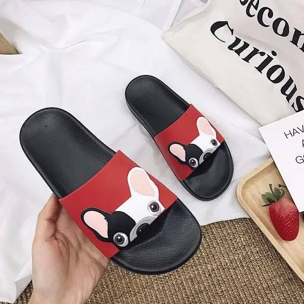 Милые шлепанцы с героями мультфильмов в Корейском стиле для собак женские летние