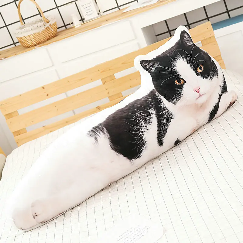 black and white 3" /55" Длинные Плюшевые спящие подушки Хаски 3D печатные реалистичные Шиба ину собака бросок обнимает подушка для сообщений кошка кровать Подушка Декор - Цвет: black and white