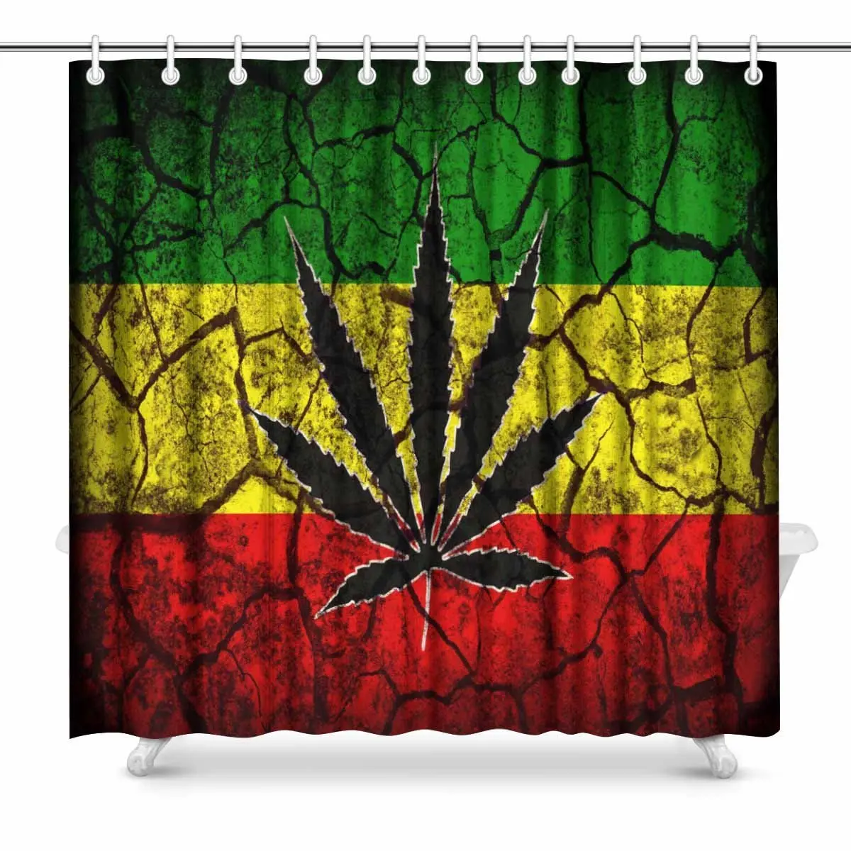Rasta флаг узор занавеска для душа с дымом лист на трещине почвы текстура Ретро винтажный Стиль Искусство Ванная комната Декор занавеска для душа s