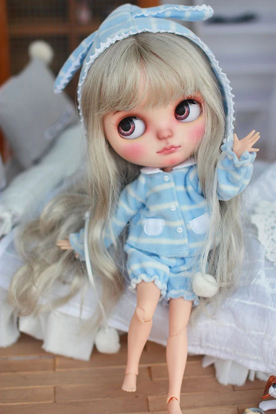 BJD Кукла одежда синий белый колпачок топ брюки пижамы костюм для BJD Blyth Azone кукла licca одежда аксессуары