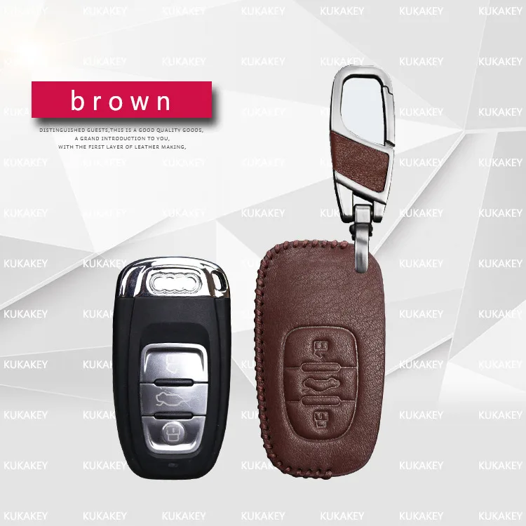 brown insert Натуральная кожа ключа автомобиля чехол держатель для Audi R8 Spyder A4 A4L A5 A6 A6L A7 A8 Q5 S5 S7 A3 B6 B7 B8 A4L C5 C6 Q7 брелок - Название цвета: brown insert
