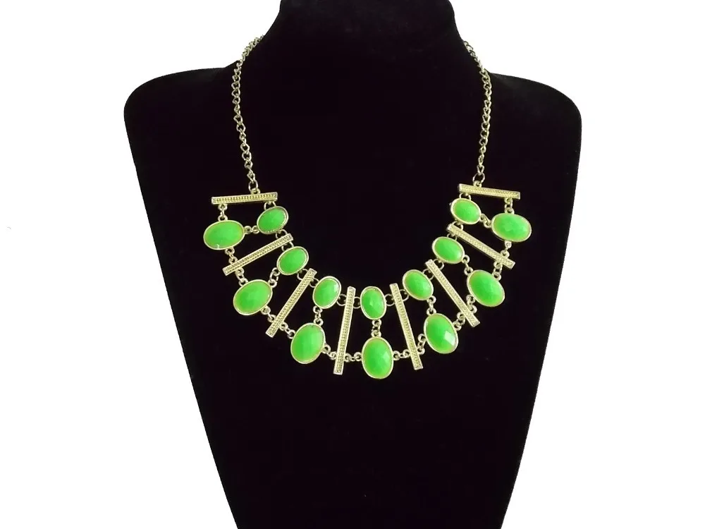 Wholesale Lot 5pcs/lot 2014 New Fashion Beads Fan Flower Bib Necklace &amp Pendant Womens Choker Gold Chain Free Shipping |