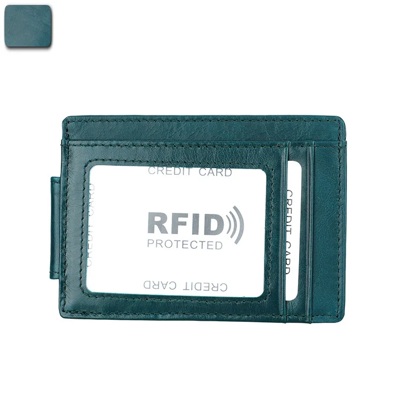 Брендовый кошелек из натуральной кожи с блокировкой RFID Тонкий Зажим для банкнот