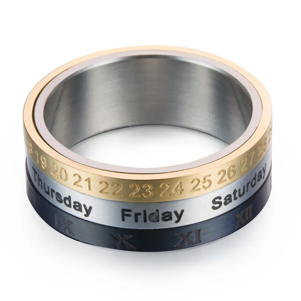 Креативные вращающиеся 3 слоя цвета из нержавеющей стали календарь месяц Неделя