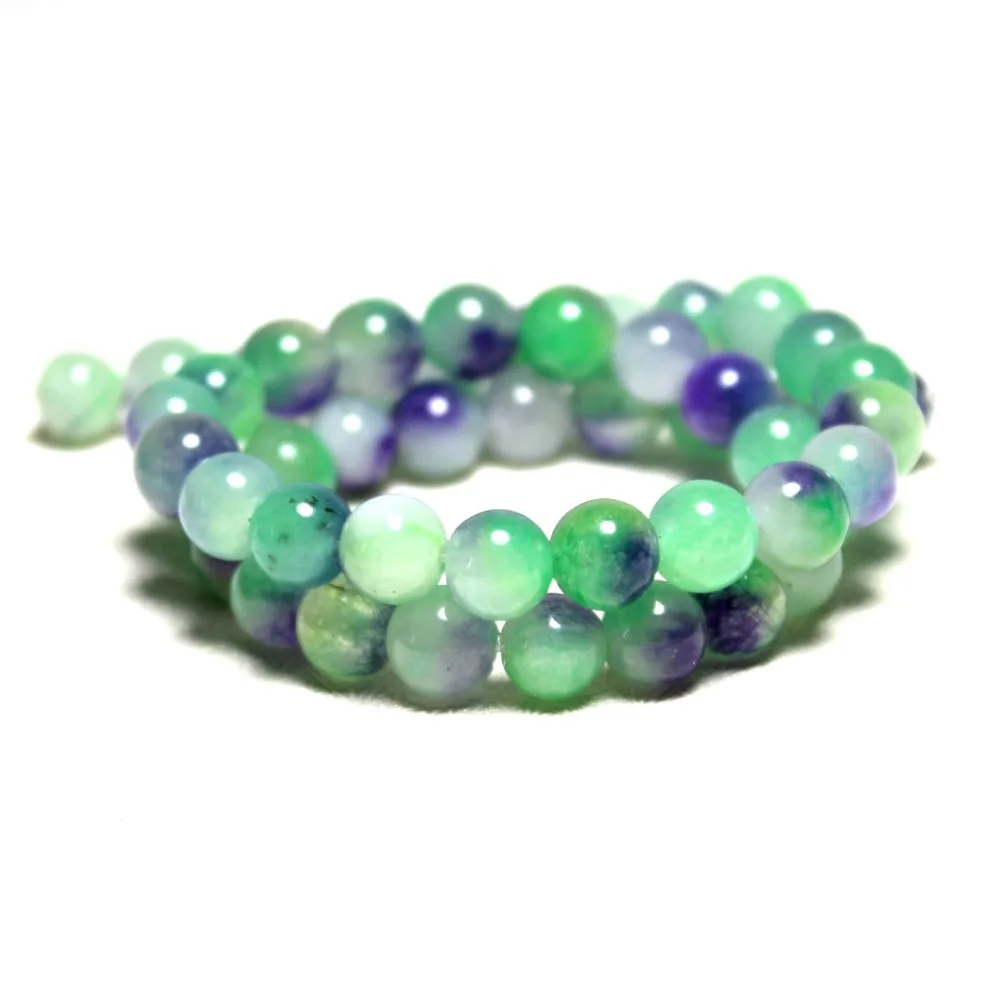 Оптовая продажа 8 мм натуральный белый камень круглые бусины краситель зеленый
