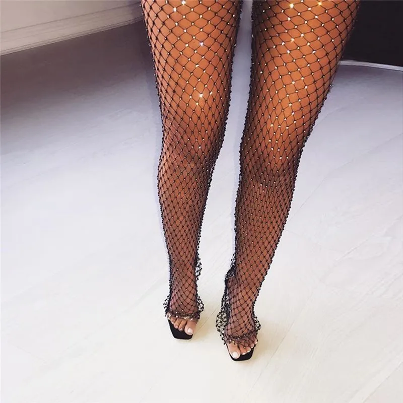 Женская прозрачная туника в сеточку со стразами и Длинные сетчатые штаны