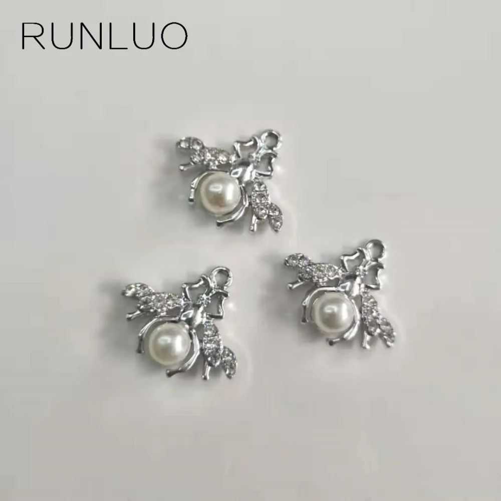 RUNLUO Серебряный животных Honebee металлические подвески 10 шт. жемчуга и кристаллов 2018