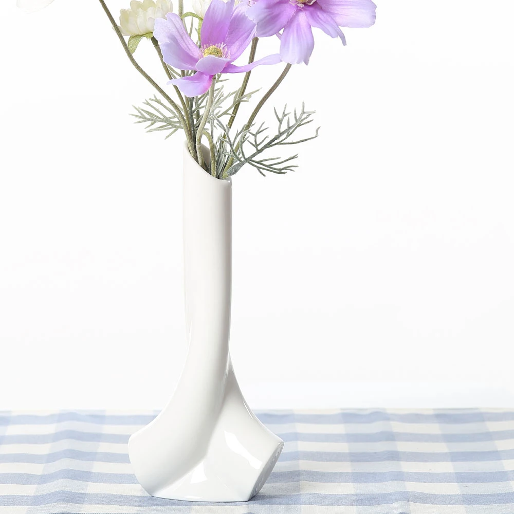 Фляга вазы керамическая белая настольная ваза для украшения дома модные