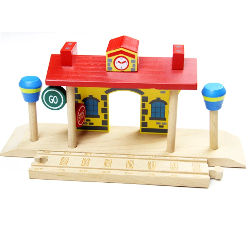 

P121 Train Station Docking Station Wooden Track Accessories Are Compatible with Wooden Train Tracks