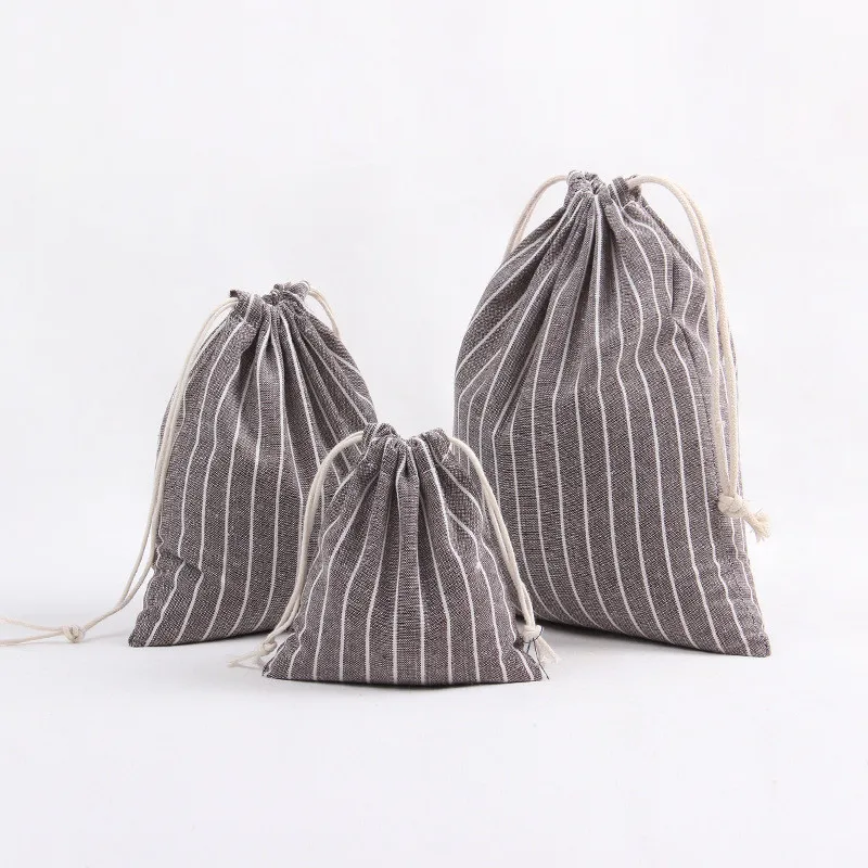 3 Pcs Stripe Portable Drawstring Storage Bags Travel Clothing Shoe Underwear Beam Pouch Sundries Organization Tea Gift | Дом и сад