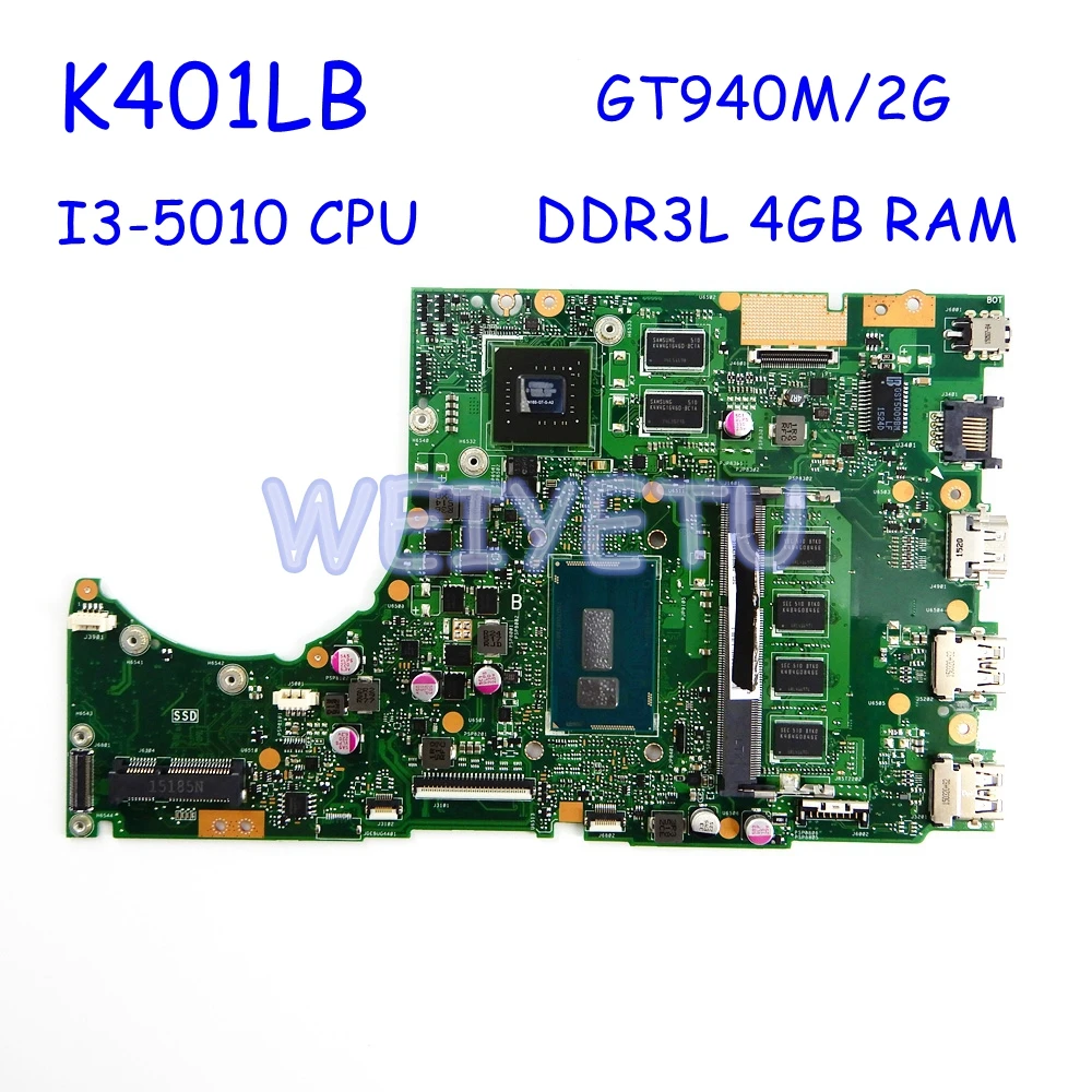 Материнская плата K401LB GT940M/2G / I3 5010CPU DDR3L 4 Гб RAM для ASUS K401L K401 материнская ноутбука