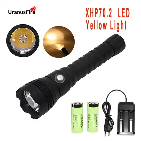 Супер-яркий светодиодный фонарь для дайвинга с XHP70.2, 4000 люмен, тактический фонарь с подводным светом 26650, 100 м, светильник HP70