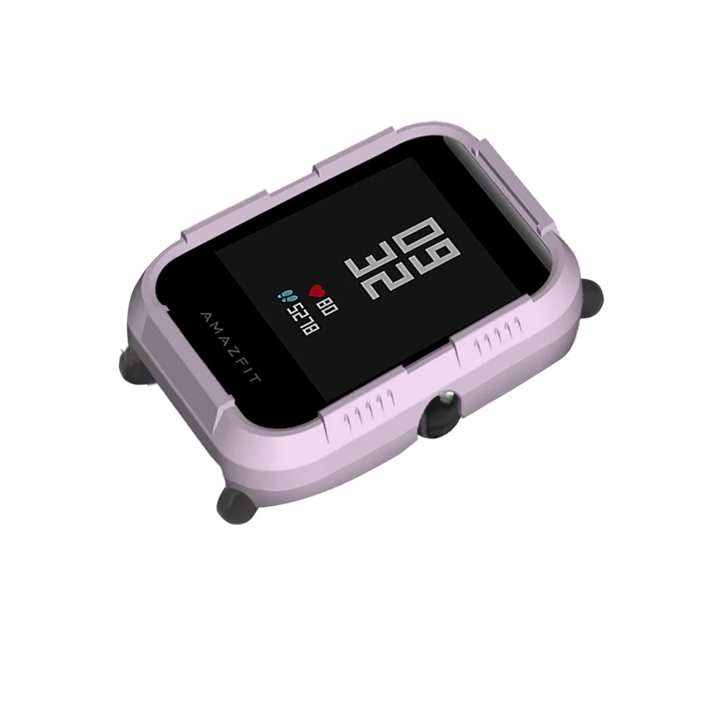 Light purple Чехол из поликарбоната для Huami Amazfit Bip чехол протектор для Xiaomi Amazfit Bip Молодежные умные часы Аксессуары Защитный Корпус рамка рукав - Цвет: Light purple