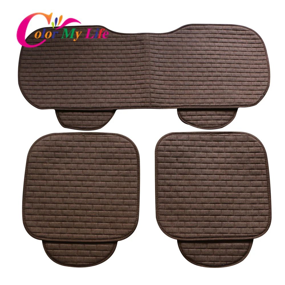 Льняные 4 сезона Чехлы для автомобильных сидений воздухопроницаемая защитная