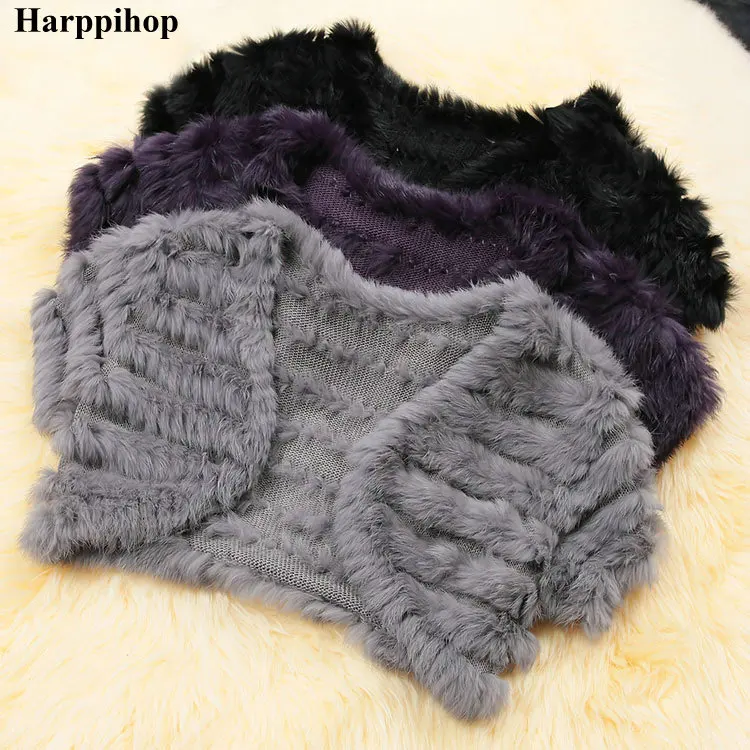 Хит продаж 2017 Маленькая шаль для свадьбы Женский вязаный из меха кролика накидка