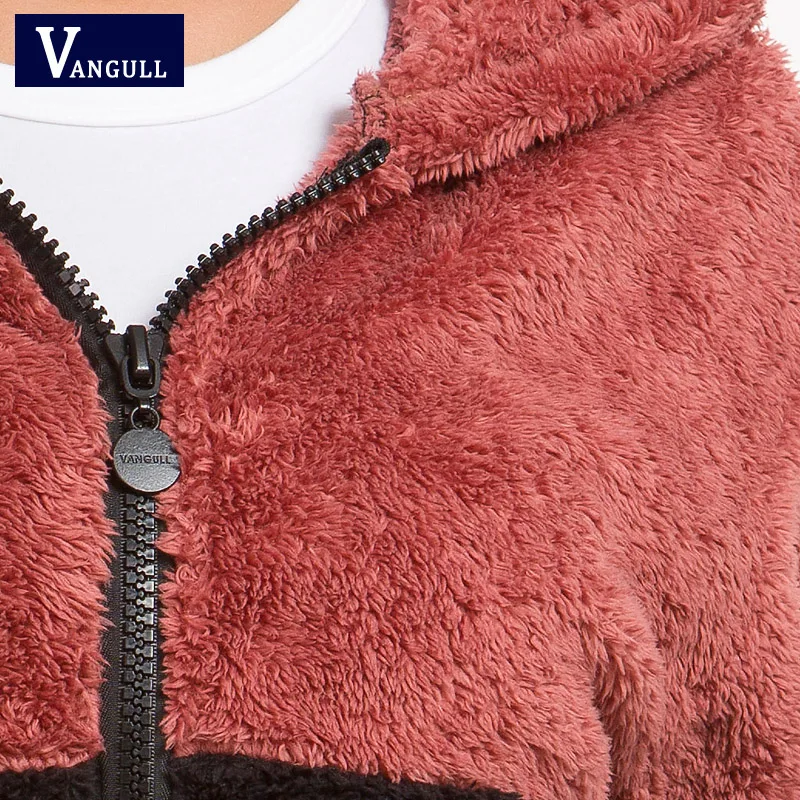 Vangull с капюшоном плюшевый пиджак женские Базовые Куртки и пальто повседневная