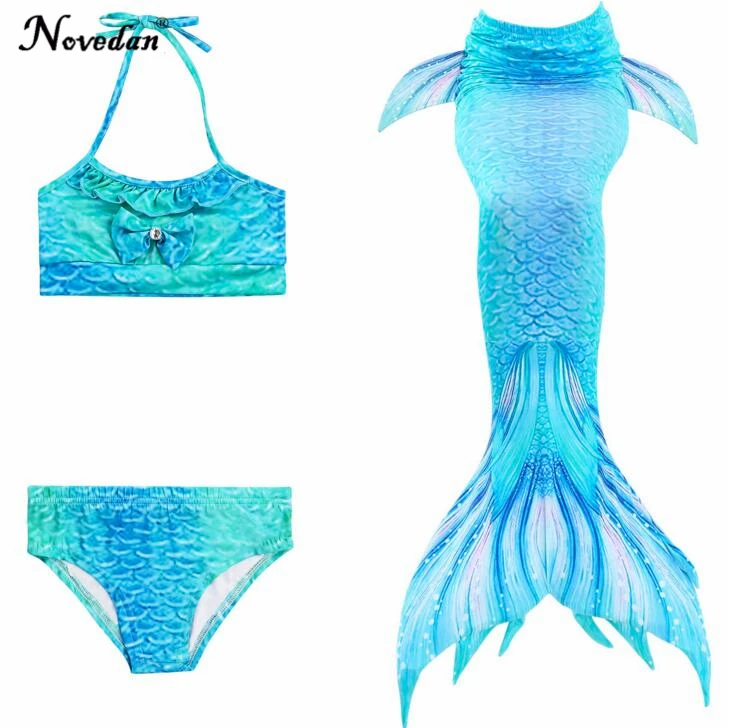 Новинка 2018 купальник с хвостом русалки комплект бикини для девочек детский