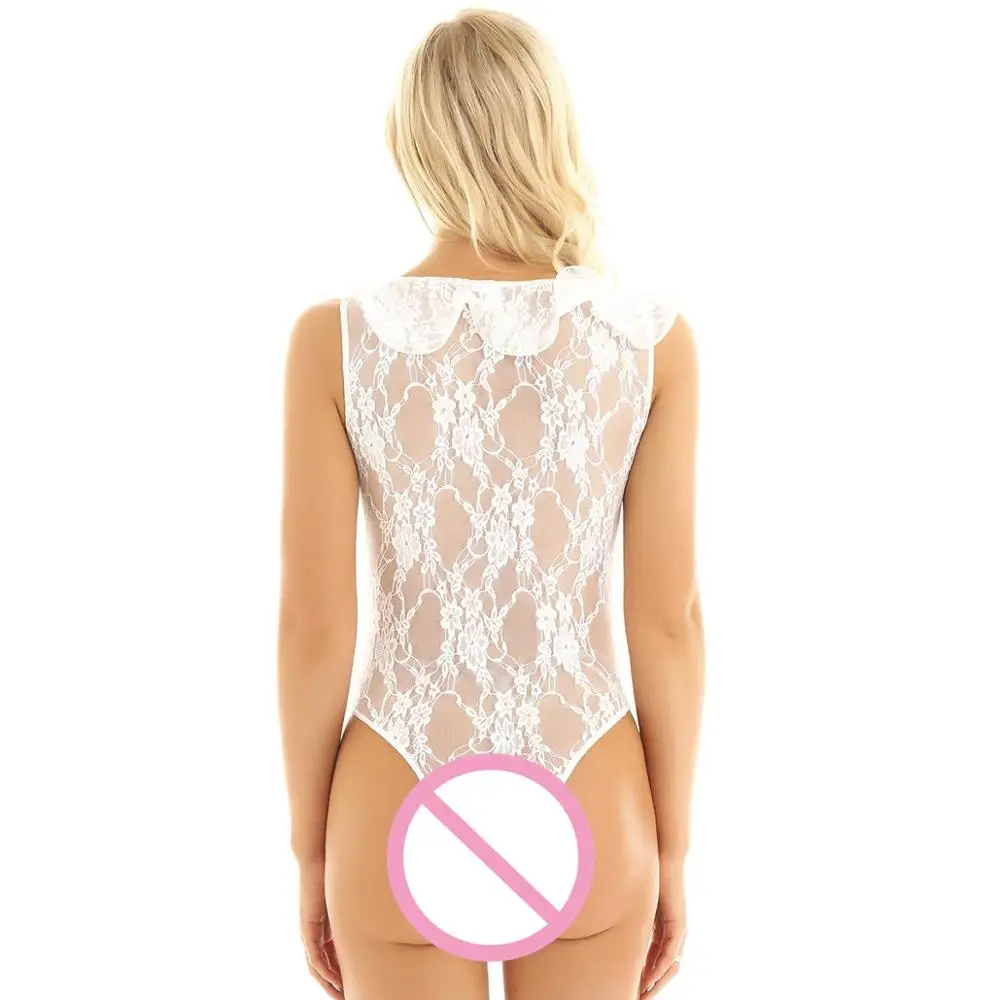 Женское цельное Боди без рукавов с глубоким V-образным вырезом и оборками | Спорт