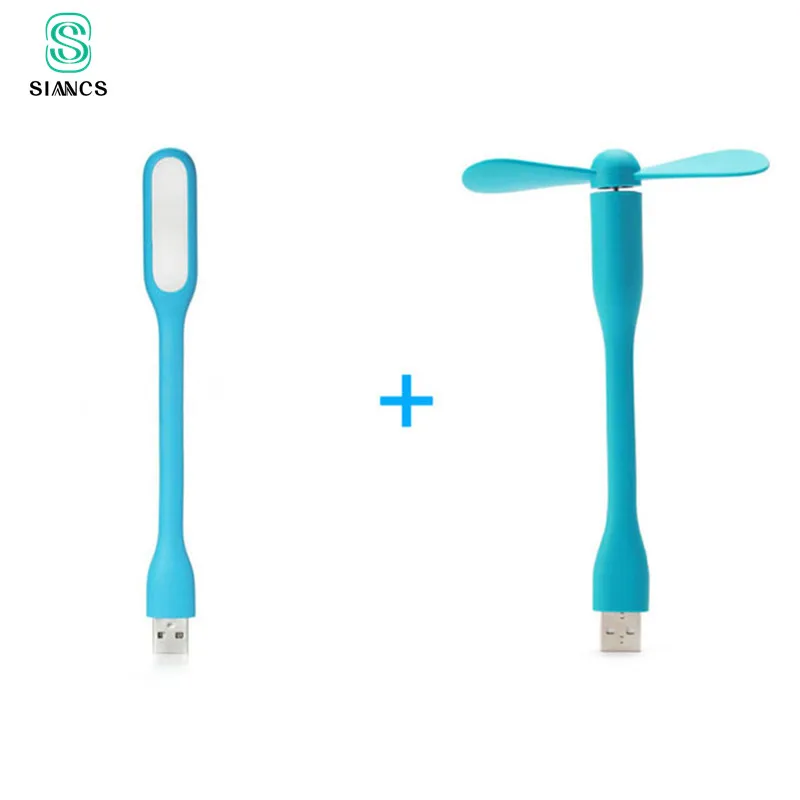 

SIANCS Mini Flexible Bendable USB Fan and USB LED Light Lamp USB Gadgets hand fan night light For Power Bank PC for Laptop