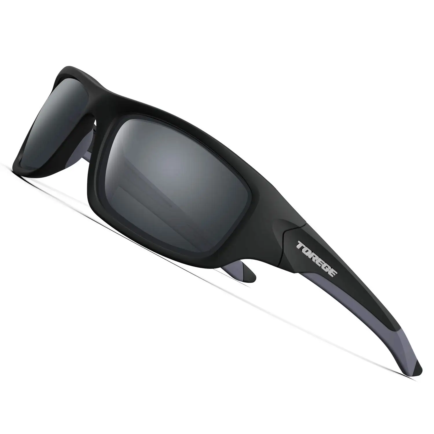 

TOREGE Polarized Sports Sunglasses for Men Women Cycling Running Fishing Golf TR90 UV400 Unbreakable Frame TR011 - Black