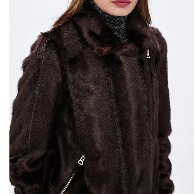 CP отложной воротник из искусственного лисьего меха пальто женские Модные