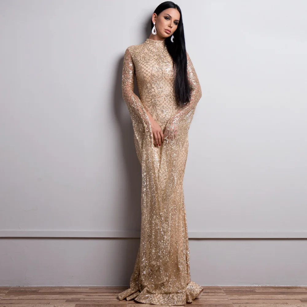 Женское винтажное длинное платье русалка темно зеленое цвета шампанского с